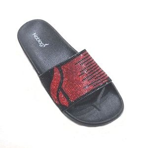 Noblag Glitter Sandals Women Slip Red